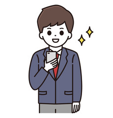 男子学生 スマートフォン イラスト