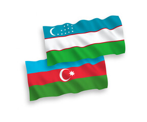 Obraz premium Flags of Azerbaijan and Uzbekistan on a white background