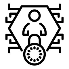Digital secured personal information icon. Outline digital secured personal information vector icon for web design isolated on white background