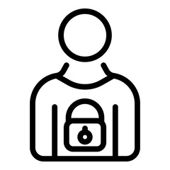 Secured personal information icon. Outline secured personal information vector icon for web design isolated on white background