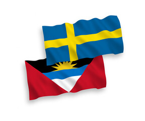 Flags of Sweden and Antigua and Barbuda on a white background