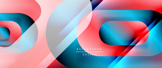 Fototapeta premium Vector geometric abstract background with lines and modern forms. Fluid gradient with abstract round shapes and shadow and light effects