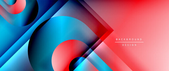 Vector geometric abstract background with lines and modern forms. Fluid gradient with abstract round shapes and shadow and light effects
