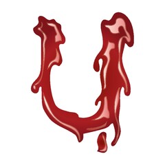 letter u with dripping blood