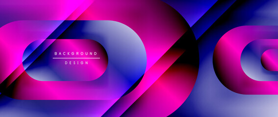 Vector geometric abstract background with lines and modern forms. Fluid gradient with abstract round shapes and shadow and light effects