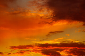 red sky with clouds