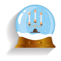 burning candles snow globe