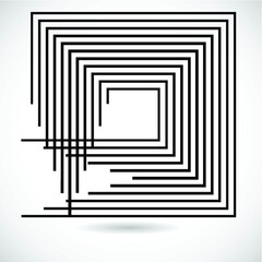 Rectangle Logo with lines.Square unusual icon Design .frame with Vector stripes .