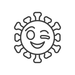 Winking face emoji line icon. linear style sign for mobile concept and web design. Winking eye coronavirus emoticon outline vector icon. Symbol, logo illustration. Vector graphics