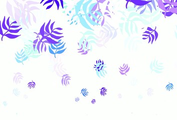 Light Blue, Green vector doodle background with leaves.