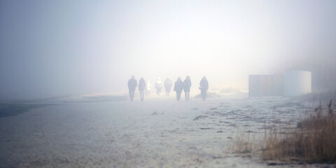 Fototapeta na wymiar fog in the beach