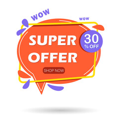 Sale banner template design. Bright sale banner vector 30 off