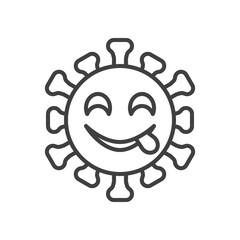 Virus Face Savoring Food line icon. linear style sign for mobile concept and web design. Coronavirus emoticon stuck out tongue outline vector icon. Symbol, logo illustration. Vector graphics