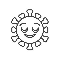 Virus Relieved Face line icon. linear style sign for mobile concept and web design. Happy coronavirus emoticon outline vector icon. Symbol, logo illustration. Vector graphics