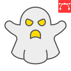 Ghost color line icon, halloween and scary, ghost sign vector graphics, editable stroke filled outline icon, eps 10.