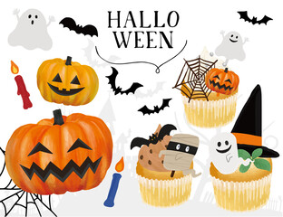 ハロウィン　スイーツイラストセット