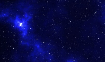 Fototapeta na wymiar Spacescape illustration design with stars field and blue nebula