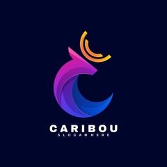 Vector Logo Illustration Caribou Gradient Colorful Style.
