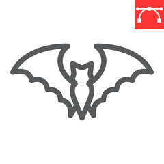 Bat line icon, halloween and scary, bat sign vector graphics, editable stroke linear icon, eps 10.