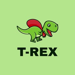 Vector Logo Illustration T-Rex Simple Mascot Style.