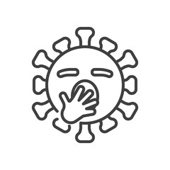 Virus Yawning Face line icon. linear style sign for mobile concept and web design. Tired coronavirus emoticon outline vector icon. Symbol, logo illustration. Vector graphics