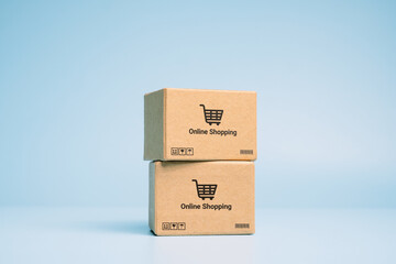 Concept online Sopping. boxes with Online Shopping text.