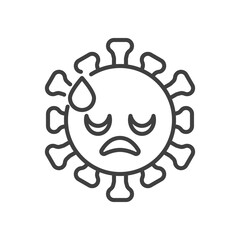 Downcast Face with Sweat line icon. linear style sign for mobile concept and web design. Coronavirus cold sweat emoticon outline vector icon. Symbol, logo illustration. Vector graphics