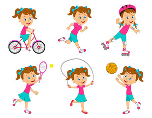 girl sports collection, illustration,vector
