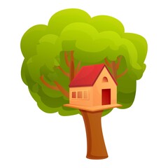 Treehouse icon. Cartoon of treehouse vector icon for web design isolated on white background