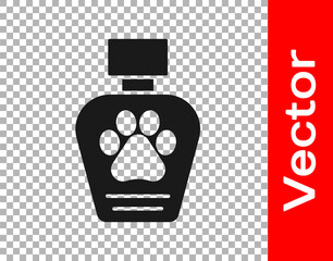 Black Pet shampoo icon isolated on transparent background. Pets care sign. Dog cleaning symbol. Vector.