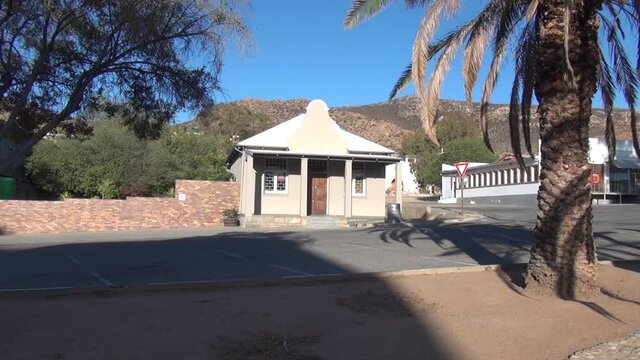 Summer day footage of Springbok town, architecture and streets in Northern Cape, South Africa