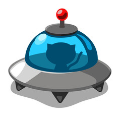 UFO. Alien vector. Cat in UFO.