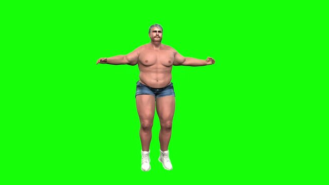 4k Animation Of A Overweight Fat Man Exercising , Slowly He Morphs And Transforms Into A Fit And Healthy Man.