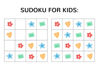 Sudoku game for kids with cute pictures.