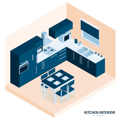 Kitchen Interior Isometric Composition