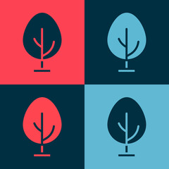 Pop art Tree icon isolated on color background. Forest symbol. Vector.