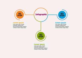 Fototapeta premium Infographic vector design template for illustration. Presentation business infographic template with 3 options. Creative concept for infographics. layout, diagram, business step options, web banner.