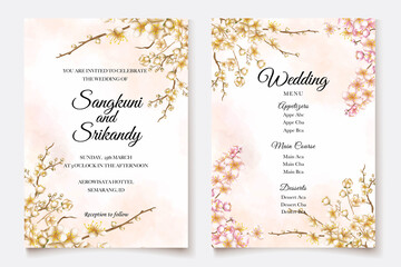 Wedding invitation template with cherry blossom © fendymetro