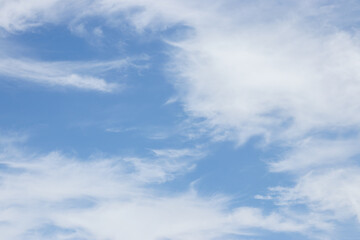 blue sky background with tiny clouds.