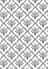 花模様パターン03（モノクロ）