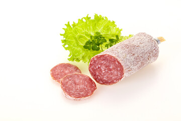 Italian dry Saliami pork sausage