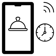 Online Food Menu and Delivery Time Lapse Concept Vector Icon glyph Design, Coronavirus contactless food delivery symbol on white background, Touchless Snacks Delivery Sign, 