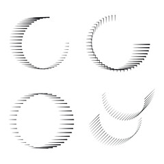 Vector Curved Lines .Circle  Design Element . Black Rounded  Stroke . Used as Banner . Template , Logo .