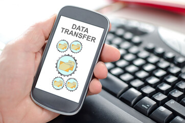 Data transfer concept on a smartphone