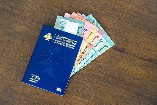 Lebanese Passport With Lebanese Pounds Bills 