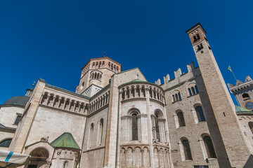 Fototapeta na wymiar View of romanesque Trento Cathedral or Cathedral of San Vigilio in Trento, Trentino, Italy