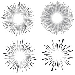 Radial speed Lines in Circle Form for comic books . Explosion background . Vector Illustration .Technology round Logo . Circular Design element . Abstract Geometric shape . Sunburst .