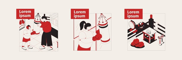 Fototapeta premium Boxing Isometric Illustrations