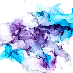 Purple and blue shades ink background, wet liquid