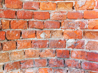 Brick wall, weathered, worn wall damaged paint. Grunge Concrete Surface. Great background or texture.